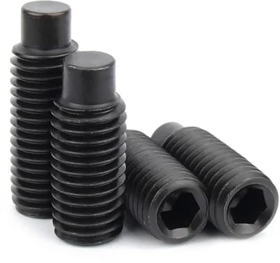 M3 M4 M5 M6 M8 M10 M12 Klasse 12.9 Schwarzer Kohlenstoffstahl Sechskant-Innensechskant-Stellschraube DIN915 mit Zapfen, Madenschraube mit konvexem Ende(M3x4mm-50pcs)