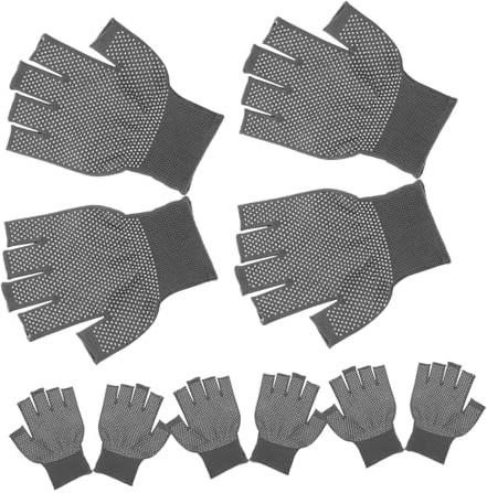HOMSFOU 5paare Fingerlose Arbeitshandschuhe Aus Polyester Und Pvc Rutschfeste Handflächen Und Fingerspitzen Für Verbesserte Griffkontrolle Atmungsaktiv Für Bequemlichkeit in