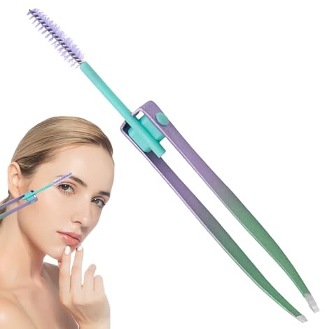 Pinzetten für Gesichtsbehaarung von Frauen, Augenbrauen -Pinzetten für Frauen | 2 in 1 Edelstahl -Augenbrauen -Trimmer mit Pinsel | Doppel -Augenliderpinsel, eingewachsene Haarentfernung, Make -up -Pf