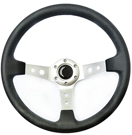 Sportlenkrad Universal 35. 0mm Lederlenkrad Wildleder Lenkrad Drift Racing Type Pu/Pvc. Stil(PU-silver)