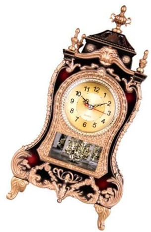 Geavonyg Horloge De Table À Carillon Horaire Musical avec Sculptures Européen Et Manteaux Pendules pour Les Décors Bibliothèque Domicile Table Quartz Précise