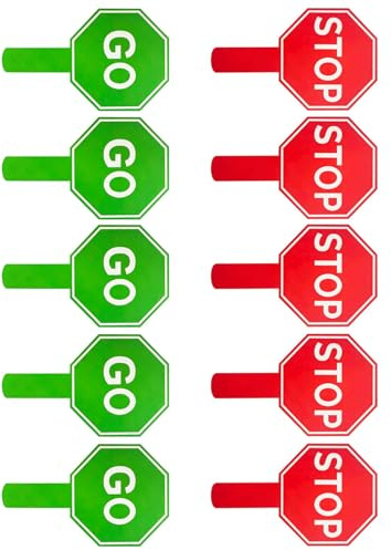 Señal De Mano Reversible 10 Uds Con Stop/Go Para Control Tráfico En La Carretera Escolar Stop Go