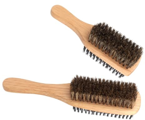 Alipis 2 Stück-pack Doppelseitige Bartbürste und Haarbürste aus Wildschweinborsten und Gummiholz Vielseitige Styling und Entwirrfunktion für Männer mit Bart und Haar