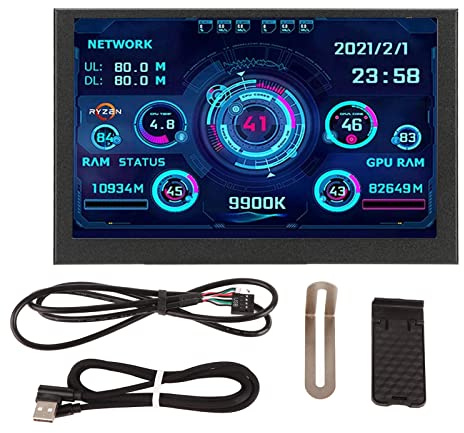 SIXRUN 5 Zoll PC CPU Daten IPS USB Type C Display für Echtzeit-Überwachung von CPU GPU RAM Temperatur Netzwerk für System