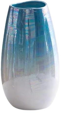 DECORN Vaso Moderno in Ceramica con Finitura Lucida Sfumata dal Bianco al Blu/Viola, Design Minimalista Nordico per Decorazioni per la casa, espositori di Bouquet di Fiori, centrotavola,Blue 2
