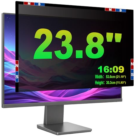 ruord Magnetischer Sichtschutzfolie für 23.8 Zoll 16:9 Monitor | Blaulichtfilter & Blendschutz,Abnehmbar Blickschutzfolie,Beidseitig Verwendbarer Blickschutzfilter für flache und gekrümmte