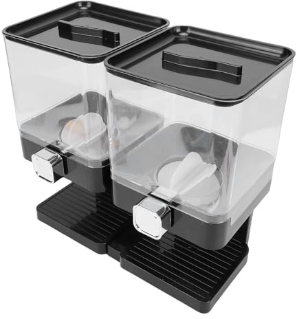 ASHATA Dispensador de Alimentos Secos PET Dispensador Hermético de Cereales Capacidad de 3,7 L Almacenamiento en Encimera 2 Piezas de Granos de café con Nueces de Caramelo para Encimera de Cocina