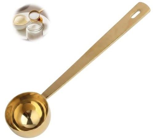Coffee Scoop, 15ml Precision Gold Finished Stainless Steel Measuring Spoon, Long Handle Tablespoon Measure for Coffee Protein Powder Collagen Supplements Matcha Cooking Baking