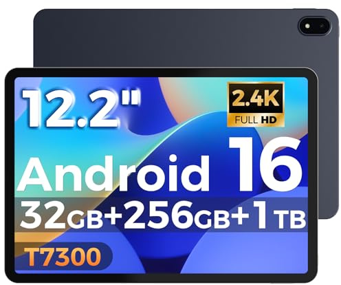 RebotAi Tablette 12.2 Pouces Android 16 Tablette, 32Go RAM+256Go ROM, Octa-Core T7300, 2400 * 1600 IPS, 10000 mAh Tablette Tactile 5MP+16MP/Widevine L1/Gemini AI/Étanchéité IP54