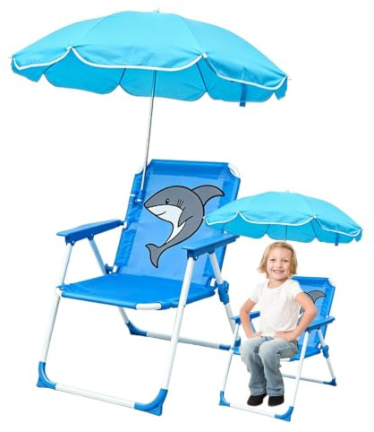 Derwrtup Silla infantil con sombrilla, silla de con sombrilla, asiento portátil al aire libre con paraguas para jardín, piscina, picnic y | Asiento de arena resistente al viento para actividades al aire libre jardín piscina picnic