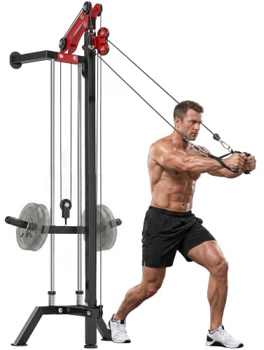 SPORTNOW Station de Musculation à Poulie Fixation Murale 16 Positions Noir | Charge de Poids Personnalisable, Machine à Câble LAT Home Gym, Appareil de Traction Réglable, Gain de Place