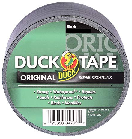 Duck Tape Original-Reparaturband, 50 mm x 25 m, wasserfest, für Gaffer- und Kanalklebeband, Schwarz