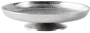 Dekoteller Schale Servierplatte Aluminium Silber Deko Dekoration Luxus - Moderne Dekoschale aus Metall - Tischdeko Hochzeit - Weihnachtsdeko für Wohnzimmer, Esszimmer oder Küche - XL 29,5 cm