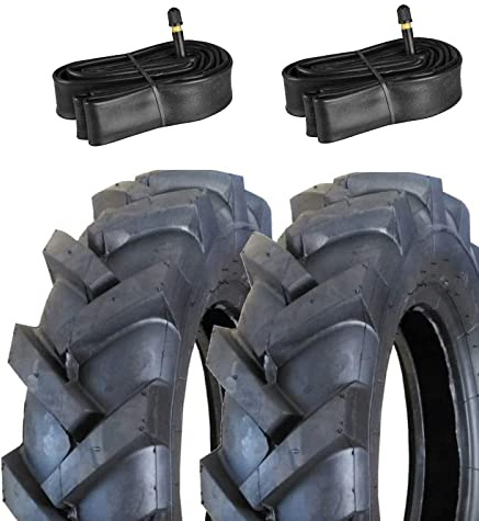 EGA08TNU 2 Pneus + Chambres à Air pour Tracteur 4.00-8 TM Renforcés 4PR Caoutchouc Roues Pneus