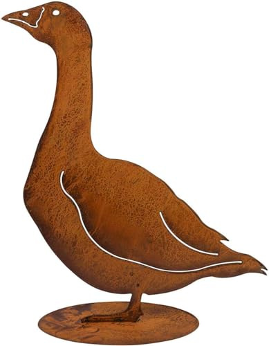 Bornhöft Gans Edelrost Gartendeko Edelrost Lebensgroß rostige Gartendeko (Gans Stehend)