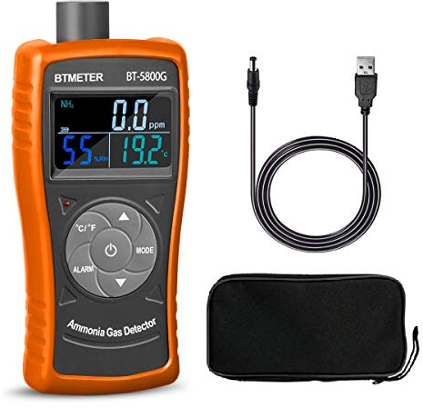 Ammonia Gas Detector, BTMETER BT-5800G Air Quality Monitor 0~100 PPM Nh3 Gas Meter Sensor Air Pollution Monitor for Home Indoor with Temperature Humidity Test