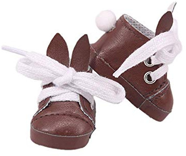 Aeromdale Puppenschuhe Schnürschuhe Hasenohren 5cm Schuhe für 14,5 1/6 32-34cm BJD Puppenschuhe - Braun B - 1 Paar