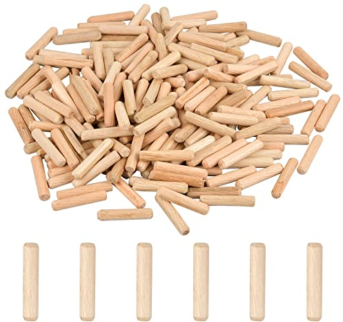 200PCS Tasselli in Legno, Spinette di Legno, Tasselli in Legnos Scanalate in Legnos, Scanalati Tasselli in Legnos, per Mobili Porte e Progetti Artistici (6mm x 30mm)