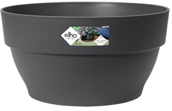 Elho Vibia Campana Coupe 34 - Pot De Fleurs pour Extérieur - Ø 33.9 x H 17.4 cm - Noir/Anthracite