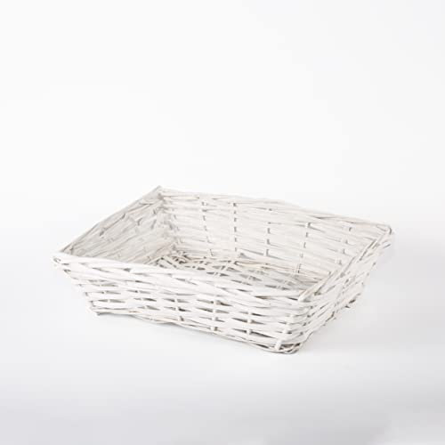 5 X Natural Wicker Hamper Basket Wicker Trays Gift Basket Retail Display Tray Christmas Hampers (White, Small)