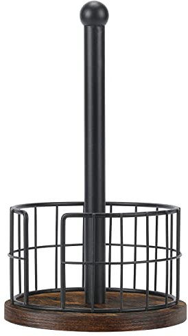 YINMIT Wood Paper Towel Holder Countertop, Farmhouse Paper Towel Holder with Heavy Duty Base, Wooden Paper Towel Holders, Paper Towel Holders for Kitchen, Fits Standard and Large Size Rolls
