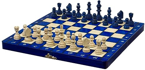Sunrise Chess Kleines Lux Magnetschach Figuren mit Magnet Perfekt für unterwegs Komfortables Gameplay Traditioneller Look Aus Holz Gut ausbalanciert