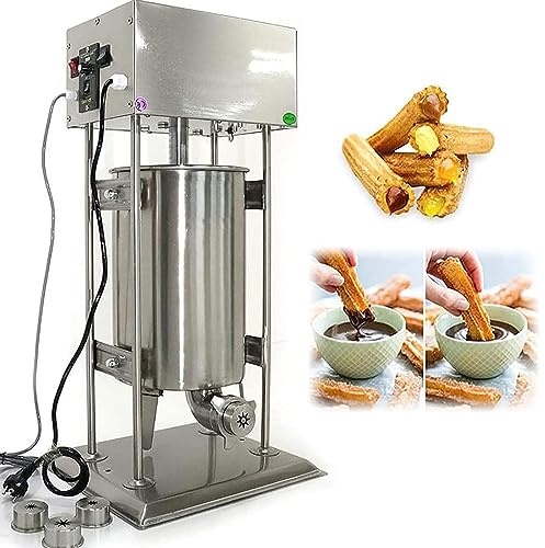 HLGKBY Machine à Churro espagnole Verticale de 15 L, Machine à Churro électrique Robuste, en Acier Inoxydable avec 5 Buses, Machine à Churros pour Restaurants et boulangeries, Usage Professionnel