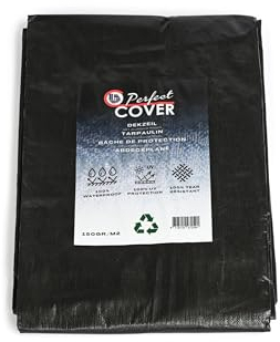 Perfect Cover Bâche de Protection Extérieur 150GSM Étanche et Imperméable avec Œillet – Bâche Agricole Lourde Épaisse Ultra Résistante pour Jardin, Table, Bois (Noir, 3x4M)