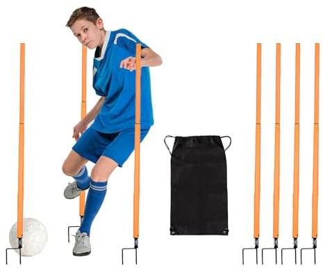 BOOSTEADY Avtagbar fotbollsträningsstavar justerbar för fotbollsträning utomhussport hastighet träningsutrustning 4 st kort stång 117 cm