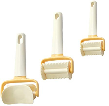Qinsky Rotella Tagliapasta,3 PCS Rullo Taglia Ravioli Quadrati et Tondo, Stampi per Tortellini, Pasta Fresca Utensili Stampo per Cookie Biscotto et Fai da Te