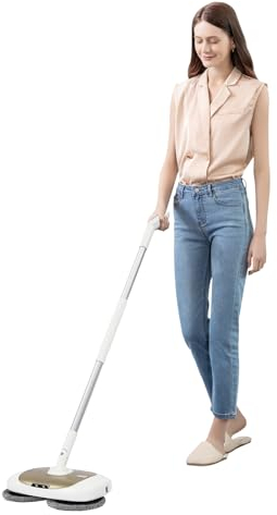 Akku Wischmob Sprühwischer Wischmopp mit Sprühfunktion, LED-Beleuchtung und 400ml nachfüllbarem Wassertank - Spray Mop Bodenwischer für Holzböden, Fliesen, Vinyl und Laminat