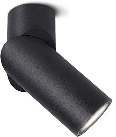SSC-LUXon TOBI-L Aufbauspot schwarz GU10 7W dimmbar neutralweiß schwenkbar | Schwarzer Spotstrahler für Wand & Decke - GU10 neutralweiß, dimmbar, dreh- & schwenkbar bis 350°, inkl. LED, Zylinder-Design