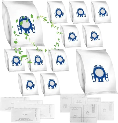 12 Vacuum Cleaner Bags for Miele Hoover Bags Replacement, Dust Bags for Miele Classic C1, Complete C2 C3, S400i, S600, S800, S2000, S5000, S8000 Series w/8 Filters