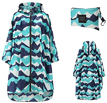 Regenponcho Damen Herren Wasserdicht Atmungsaktiv Regen Poncho Festival Regencape Regenschutz Regenmantel Mit Kapuze Regenjacke für Fahrrad Camping Wandern Einheitsgröße