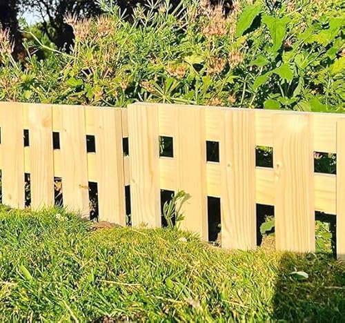 ZNX Charming Small Wooden Panel Picket Fencing Garden Wood Path Panel Border Fence Set Border Outdoor Decor Wall in Pack of 1 / Pack of 2 / Pack of 3 / Pack of 4 Fence (3)