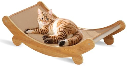 Extra großes Katzen Kratzbrett(49x32x13cm), Katzenliege, Katzen-Schaukelstuhl, Gewebter Sisal, Haltbarer Katzen Kratzmatte, Holzstruktur Kitty Kratz Pads, Katzentoilette, Vier Jahreszeiten
