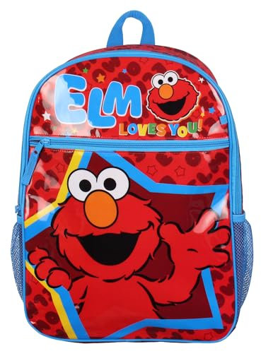 INTIMO Sesamstraße Elmo Loves You Star Rucksack mit zwei Fächern, Vordertasche, 40,6 cm