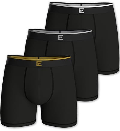 Pierre Calvini Mens Underwear - Bamboo Boxers Mens Multipack - Soft Breathable Tag Free Mens Boxer Shorts - Anti Chafing Boxers for Men w/Moisture Wicking Comfort & Longer Leg - 3 Pk - Black - Medium
