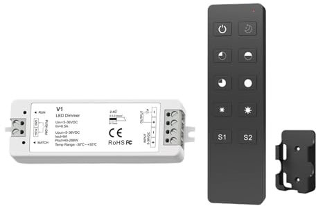 FWFDTQBSP Dimmer LED 1 pz 12V 24V 2.4G Telecomando 5V 36V Dimmer Switch for Striscia Luminosa LED Monocolore(V1 And R1 Set)