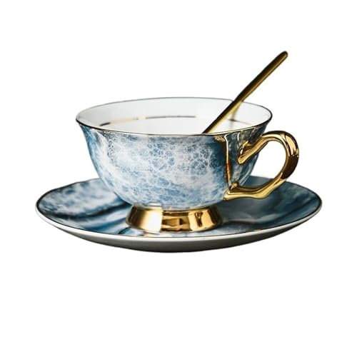 Zhaoj24-05 Kaffeeservice Kaffeebecher Englische leichte Luxus-Keramik-Kaffeetassen for den Nachmittagstee, Blumen-Teetassen, Löffel, Tassen und Untertassen für Kaffee,Tee