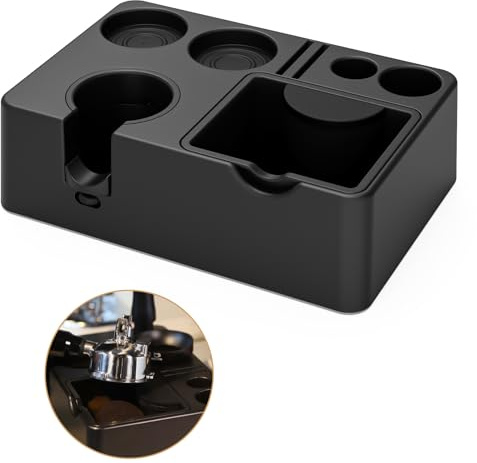 MEION Espresso Tamping Station, Detachable Espresso Knock Box and Tamp Station, 10 in 1 Espresso Organizer Fits 51, 54, 58MM Espresso Tamper, Portafilter, Distributor Puck Screen Espresso Accessories