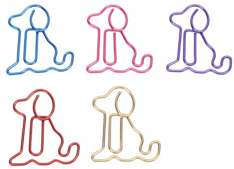 100 Stück Büroklammern in Hundeform, Bunte Tier-Büroklammern, Lustige Bürogeschenke, Schöne 5 Farben, Niedliche Lesezeichenklammern für Frauen, Männer, Lehrer, Studenten