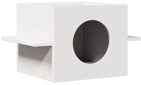 vidaXL Katzenhaus Weiß 51x35x30 cm Massivholz Kiefer, Katzenhaus Indoor, Katzenbett, Katzenhaus für Innen, Katzenturm, Katzenmöbel, Katzenhütte