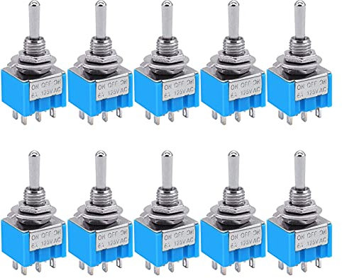 Interruttore a levetta 10 pezzi Mini MTS-203 a 6 pin ON/OFF/ON 6A 125V Interruttore a levetta a 3 posizioni