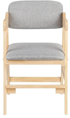 Chaise Haute Bébé Evolutive en Bois Naturel - Ergonomique,Hauteurs Réglable Stable Chaise Supporte 90KG pour Bébés Enfants et Adultes-48 * 46 * 78cm-Gris