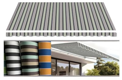 Tenda Da Sole for Esterni In Tela Tessuti Di Ricambio for Tende Da Sole Retrattili for Patio | Finestre for Esterni Personalizzabile (solo Tessuto) for Ristoranti E Negozi(Green,22.9x9.8ft)