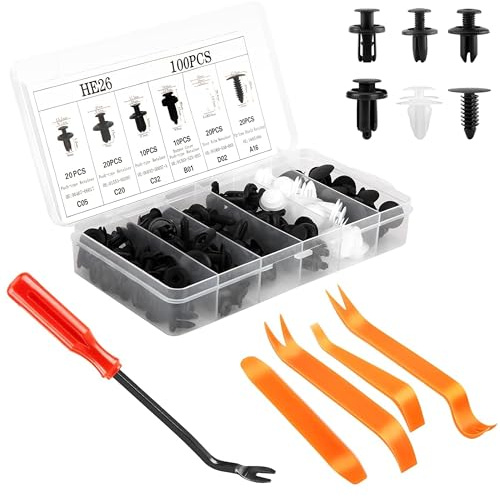 YIXUEERWSY 100 Piezas Grapas Coche Paneles de Puerta con Removedor para Mercedes Benz Vito (W447) Compact (W447) 2014-2024 2025,EIS Tipos Remaches Plastico Coche, Clips de Fijación para Coche