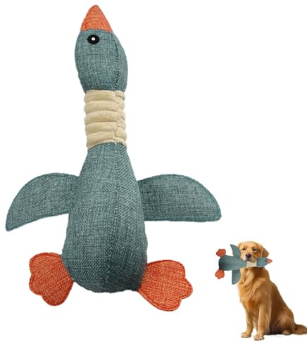 ARYIMYDP Juguete para Masticar para Perros Agresivos, Juguete para Perros de Peluche Irrompible, Ganso con Chirriador Anti-Estrés, Duradero y Resistente para Razas Pequeñas y Grandes, Azul