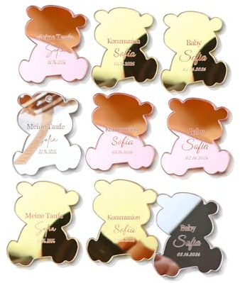 30 etiquetas de regalo de bautizo personalizadas, etiquetas acrílicas personalizadas con nombre de oso Mi Bautizo para baby shower, primera comunión, cumpleaños