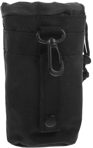 Housoutil Housse de Bouteille D’Eau en Tissu Oxford Noir, Manchon Isotherme Léger et Résistant Sangle Portable, Protection Anti-brûlure pour Gourde Sportive – Randonnée, Vélo et Camping